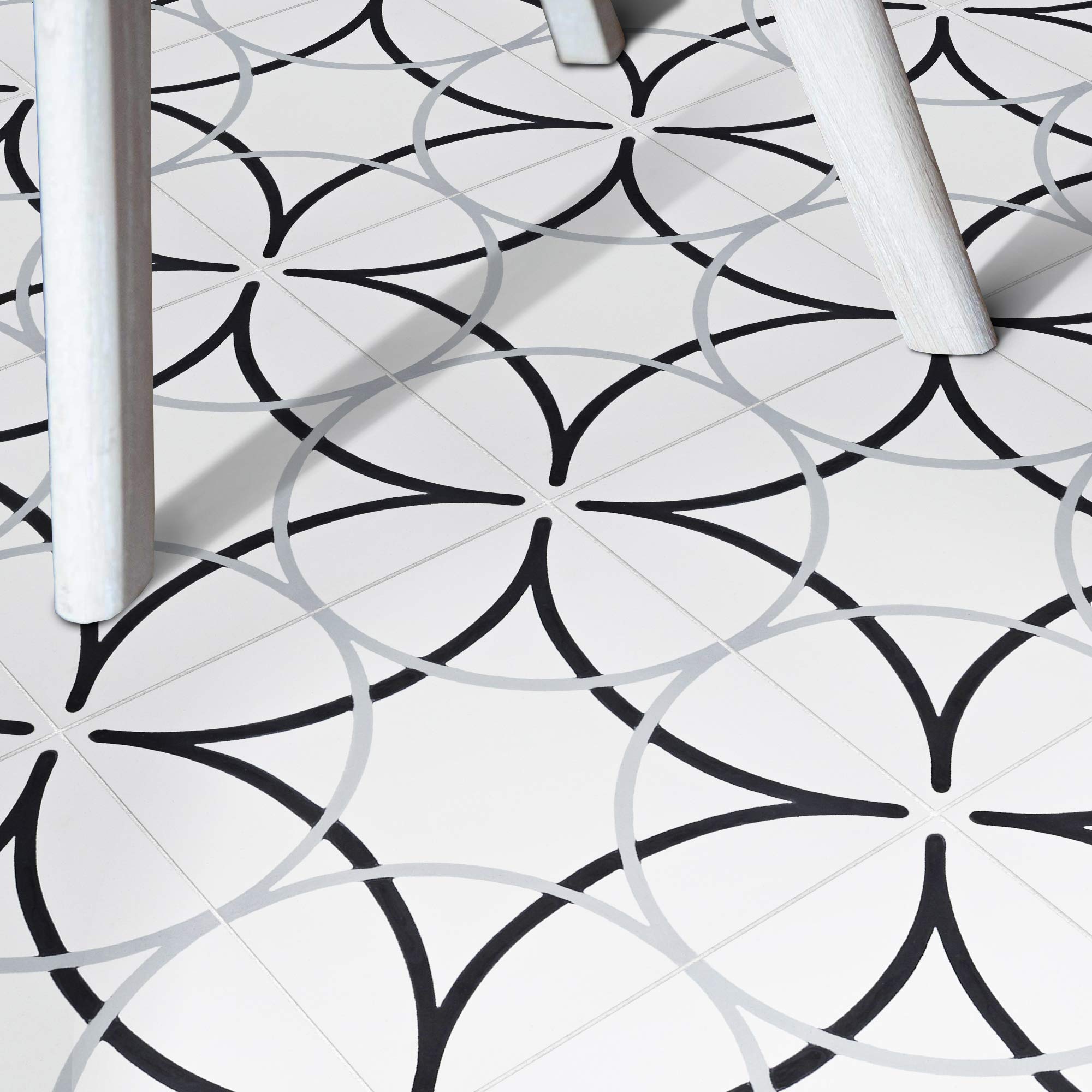 Handmade Moroccan Cement Tile CTP75-01 Sebta - Black & Gray Mosaic for Kitchen Backsplash, Bathroom Floor, and Outdoor Patio Decor