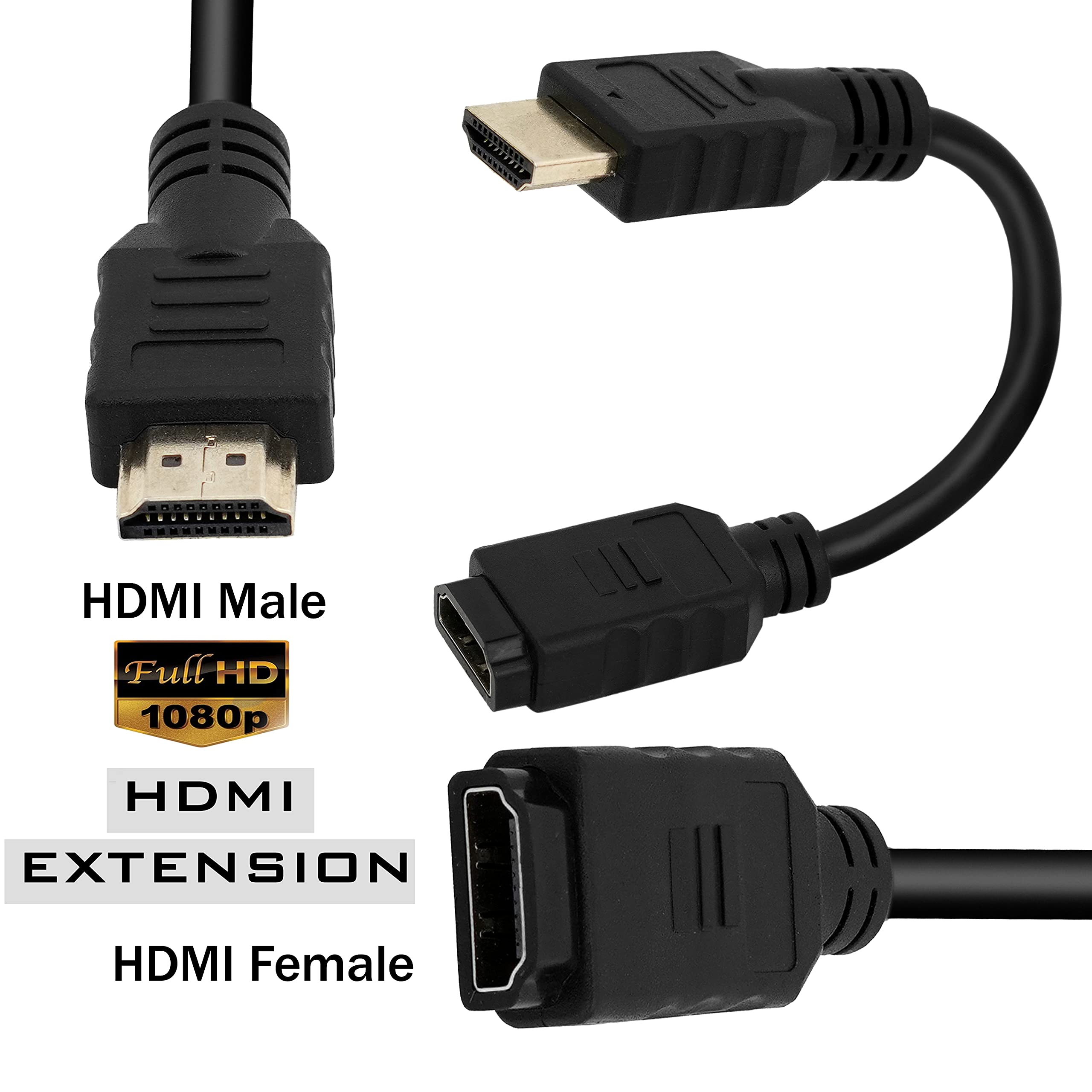 Storite 10cm-100mm High Speed HDMI Male to Female Swivel Adapter Cable - 4K 60Hz HDMI Extension Cord for TV, Monitor, Laptop, Gaming Console - Flexible Rotating Connector for Home Theater & Office Setup (Black)