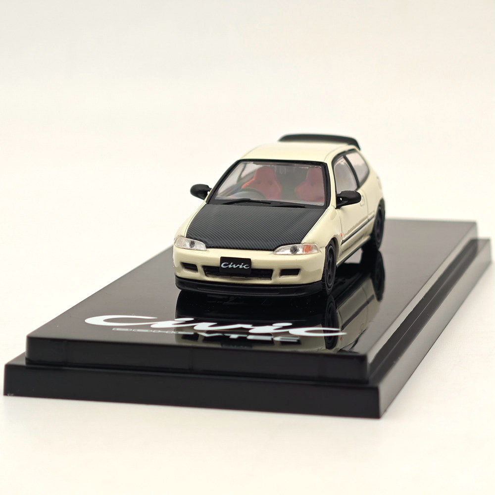 1/64 Honda CIVIC EG6 JDM Style Custom Diecast Model Car with Engine Display - White HJ642017AW - Collectible Diecast Vehicle for Car Enthusiasts & Hobbyists (Perfect for Display, Gifts, and Model Car Collections) Ships from USA