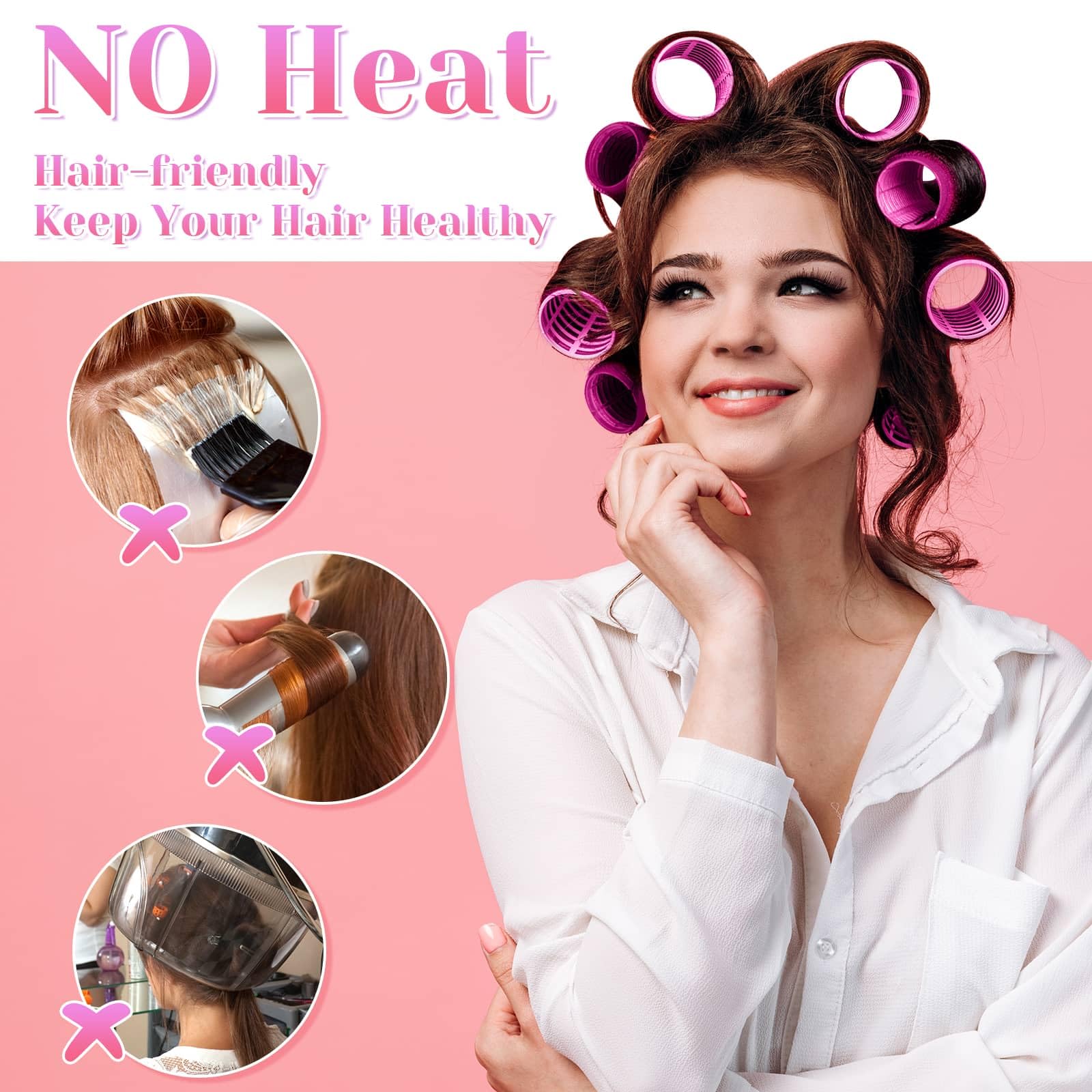 VIEWS Self Grip Hair Rollers Set - 30PCS (18 Rollers + 12 Clips) for Long, Medium & Short Hair - 3 Sizes (Large/Medium/Small) - Heatless Curling for Volume & Waves - Perfect for Home Styling, Salon & Party Looks