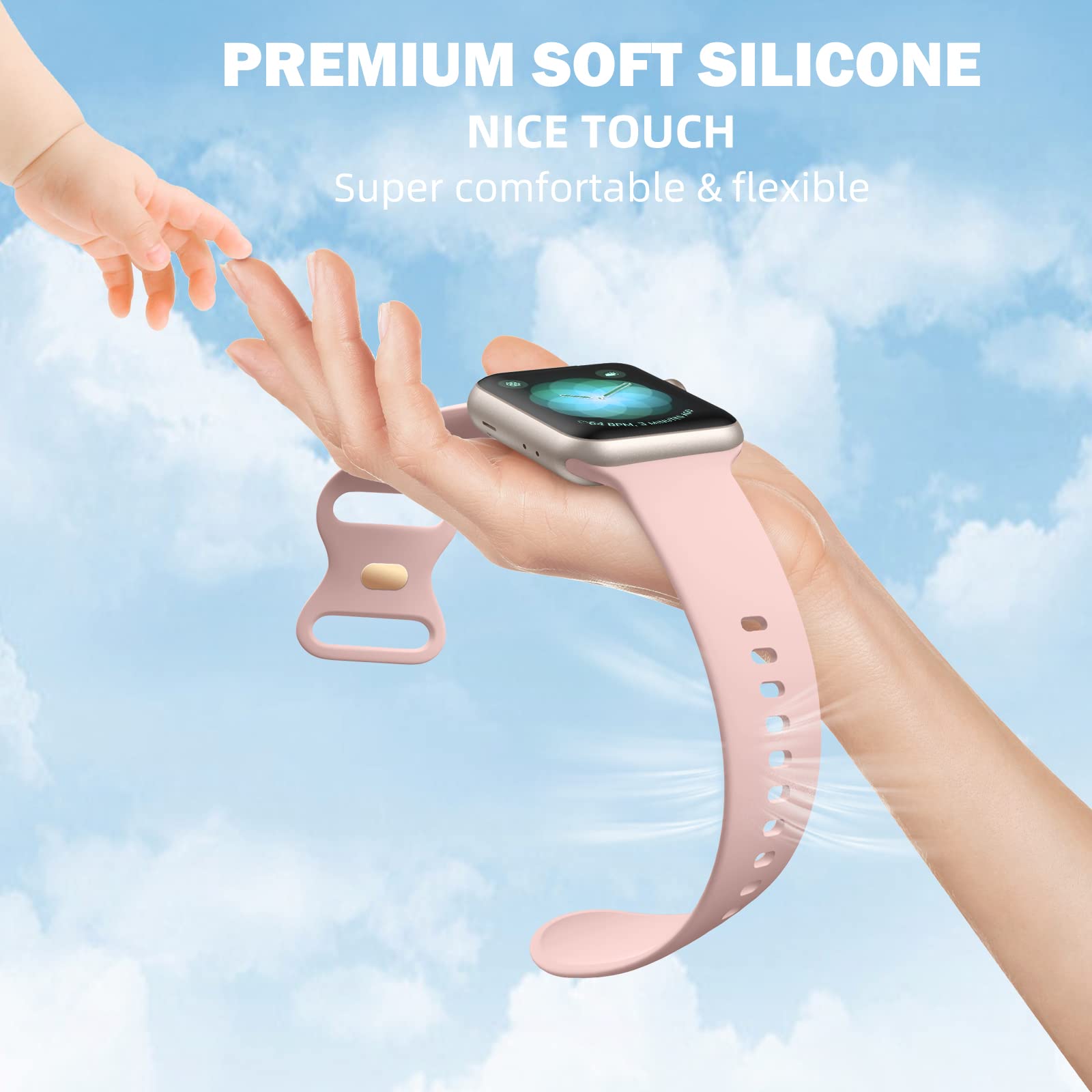 Soft Silicone Apple Watch Bands 6 Pack - Compatible with Apple Watch Series 10/9/8/7/6/5/4/3, SE, Ultra 2/1 (38mm/40mm/41mm/42mm/44mm/45mm/46mm/49mm) - Sport Bracelet for Men & Women - Perfect for Gym, Running & Daily Wear