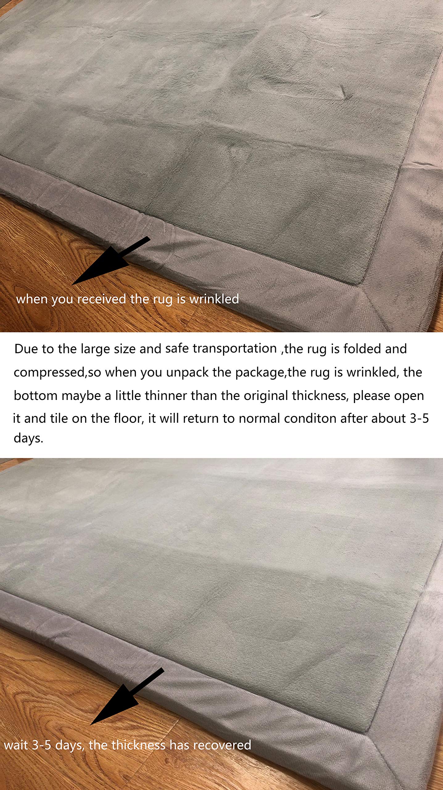 Soft Coral Velvet Baby Play Mat - 6.6x8ft Non-Slip Nursery Rug for Toddlers & Kids Room | Crawling Mat, Yoga Exercise Pad | Perfect for Playtime, Learning & Floor Activities (Gray)