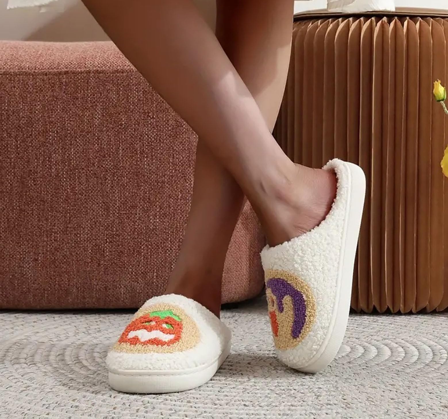 **Unisex Halloween Pumpkin Ghost Memory Foam Slippers - Plush Non-Slip Indoor House Shoes for Men & Women - Cozy Warm Footwear for Fall, Winter & Holiday Season**    *(Perfect for Halloween parties, cozy nights at home, or as a festive holiday gift!)*