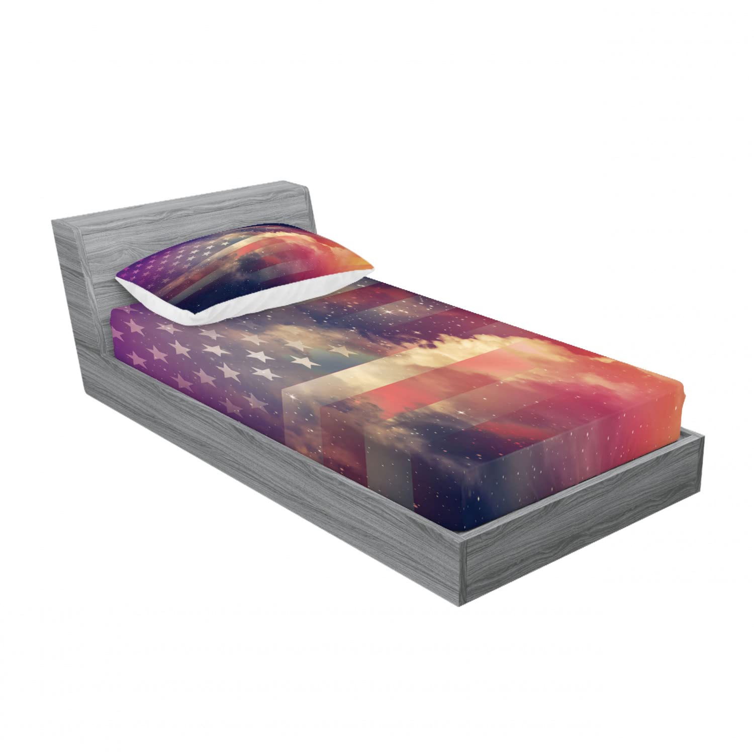 Ambesonne 2-Pack Outer Space Twin Fitted Sheets & Pillow Sham Set - Galaxy Starry Night Sky Bedding Collection (2 Fitted Sheets + 2 Pillow Covers) for Kids Room, Dorm Decor & Space Themed Bedroom