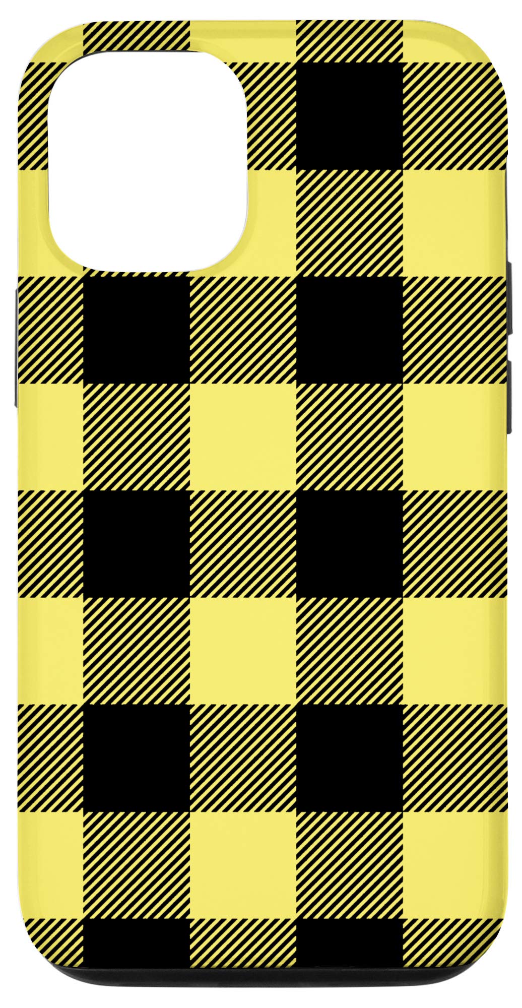 iPhone 12/12 Pro Case - Buffalo Black Yellow Plaid Flannel Gingham Cloth Look Protective Cover | Perfect Gift for Tech Lovers, Office Use & Everyday Style