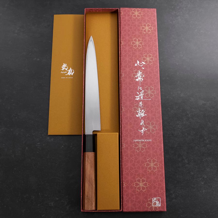 Premium Left-Handed Yanagiba Sushi Knife 210mm - AUS 10 Steel with Polished Buffalo Teak Handle - Perfect for Sushi Chefs & Japanese Cuisine Lovers