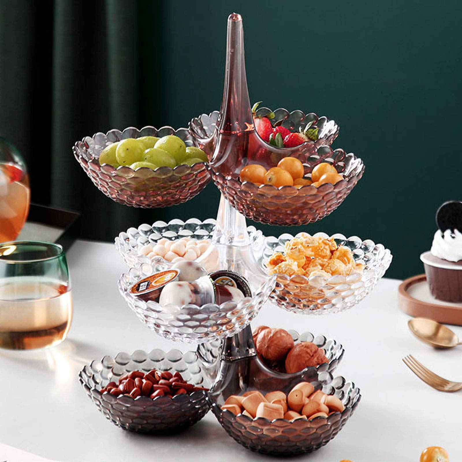 Stackable 3-Tier Fruit Bowl Set - Multi-Layer Serving Tray for Fruits, Snacks, Candy & Dried Fruits - Perfect for Party Display, Kitchen Organization & Dining Table Decor
