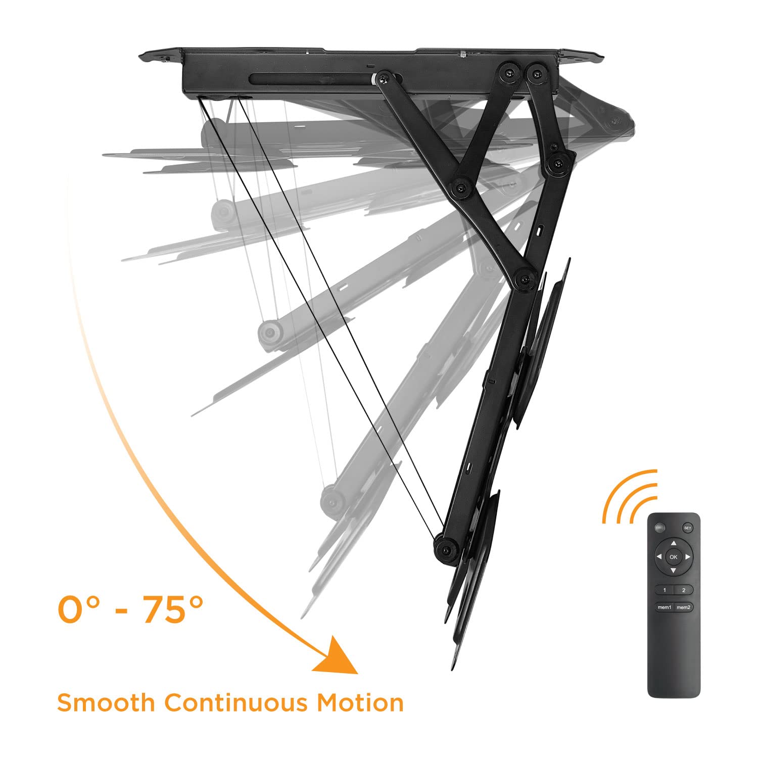 Mount-It Motorized Ceiling TV Mount with Remote - Electric Flip Down Pitched Roof Mount for 32-55 Inch Flat Screen TVs & Monitors - Black - Perfect for Basement, Garage & Sloped Ceiling Home Theaters