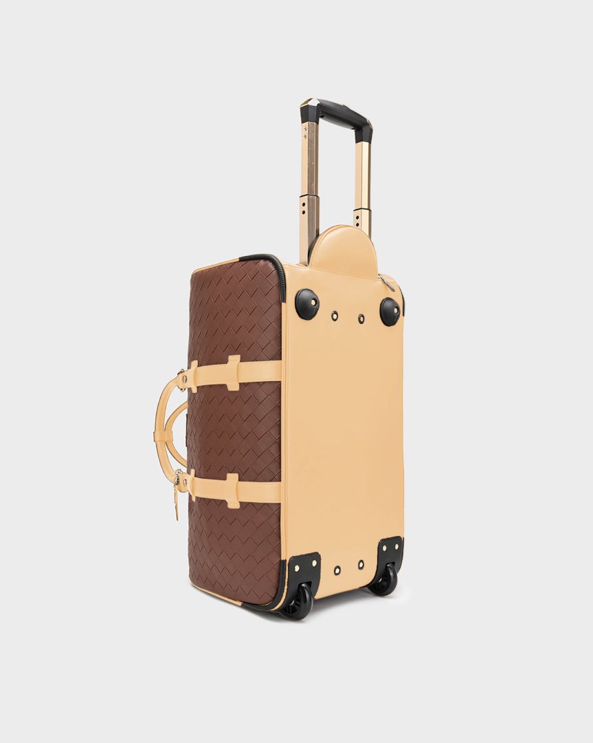 Bodega Rolling Duffle Bag in Beige - Water-Resistant Travel Luggage with Wheels for Gym, Business Trips & Weekend Getaways