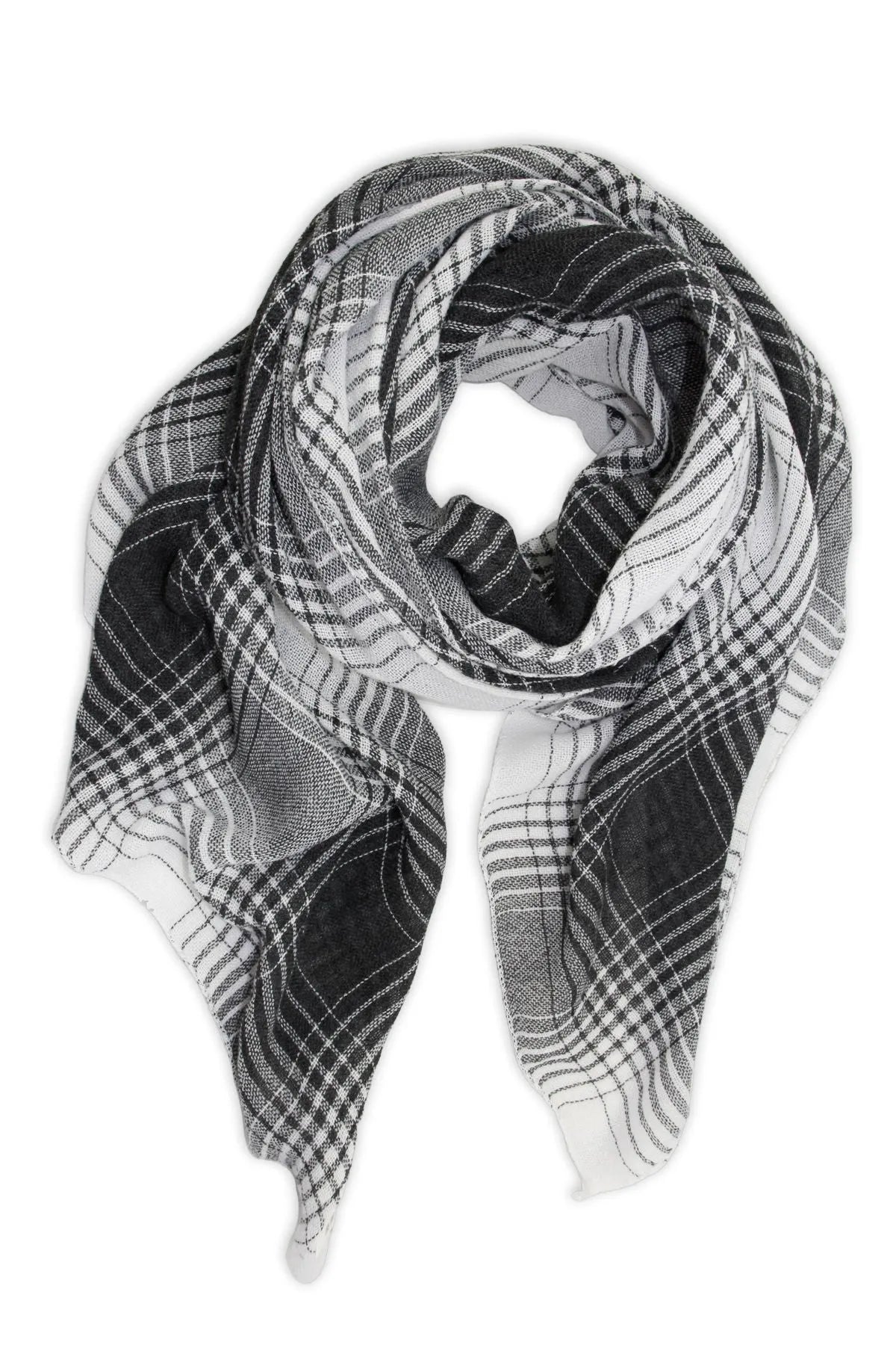 Faded Two-Toned Plaid Scarf for Women - Soft Winter Fashion Accessory - Perfect for Cold Weather, Outdoor Activities and Stylish Layering