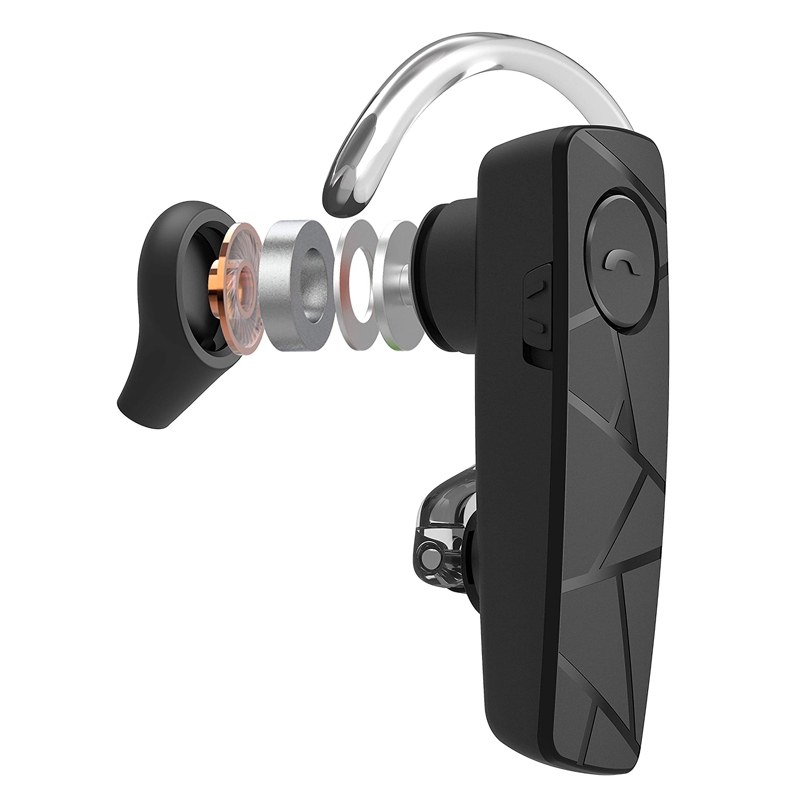 TELLUR VOX 55 Bluetooth Headset - Wireless Earpiece with BT 5.2, Multipoint Dual Device Connectivity, 360° Rotatable Hook for Left/Right Ear - Compatible with iPhone & Android - Perfect for Driving, Office Calls & Online Meetings