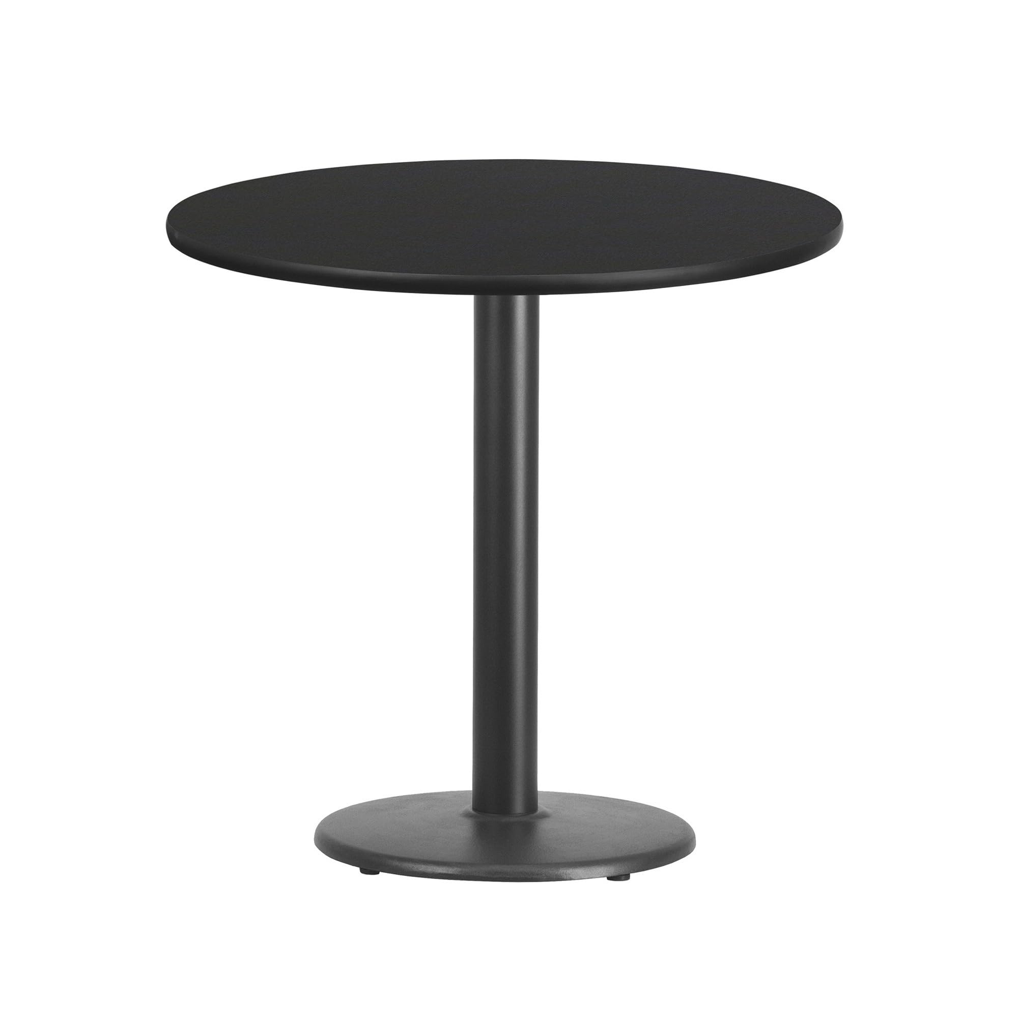 Flash Furniture 30-Inch Round Black Laminate Table Top with 18-Inch Adjustable Height Base - Perfect for Office, Conference Room, or Home Workspace