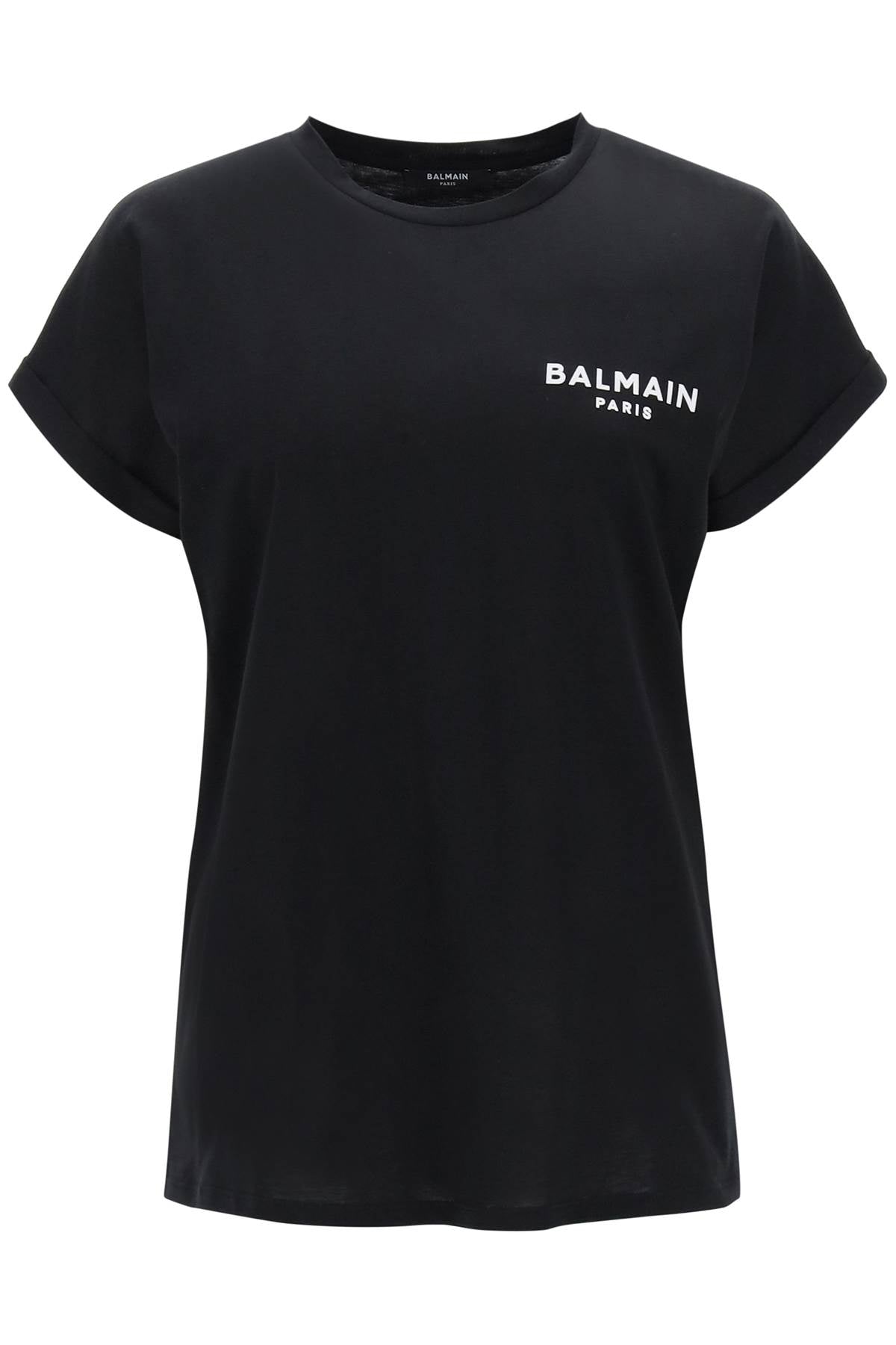 Balmain Flocked Logo Print T-Shirt for Men - Stylish Casual & Streetwear Outfits