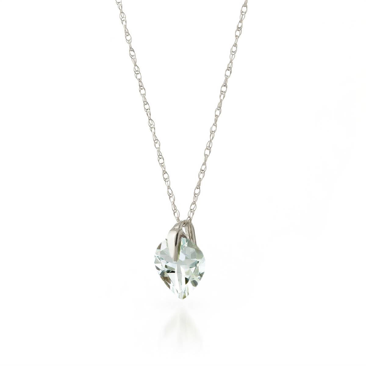 1.15 Carat 14K Solid White Gold Genuine Aquamarine Pendant Necklace - Elegant Jewelry Gift for Women, Perfect for Weddings, Anniversaries & Special Occasions