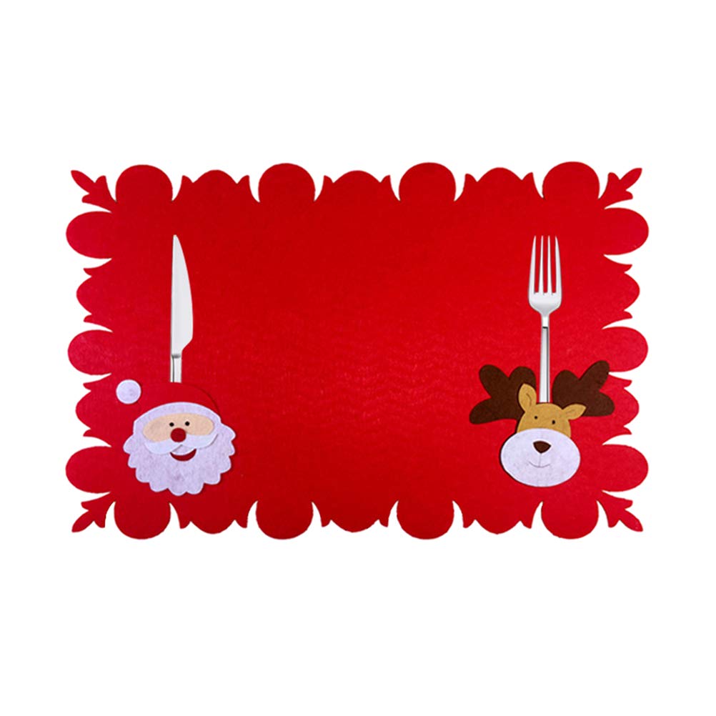 FUNZZY Christmas Table Mat Set - Santa Claus Knife Fork Placemat, Decorative Dish Mat for Dining Table, Holiday Tableware & Restaurant Supplies | Perfect for Christmas Parties, Family Gatherings & Festive Dining Decor