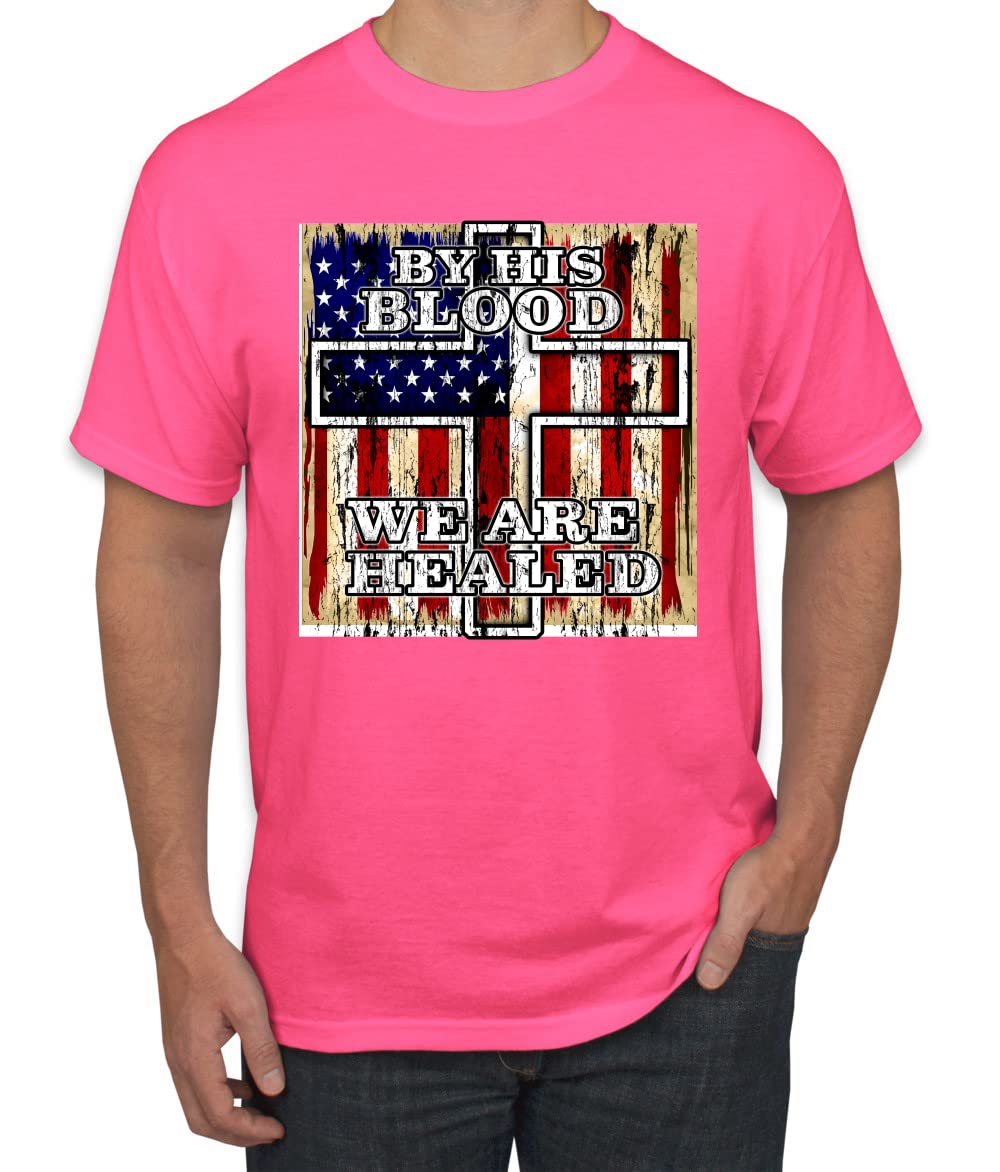 Christian Men's Graphic T-Shirt - His Blood Healing Tee for Worship & Daily Wear