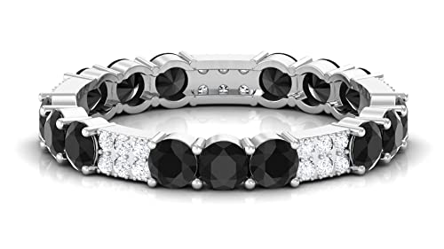 1.75 CT Black Spinel and Diamond Eternity Ring in 14K Solid Gold | Elegant Black Spinel Wedding Band for Women | Perfect for Anniversary, Engagement, and Special Occasions