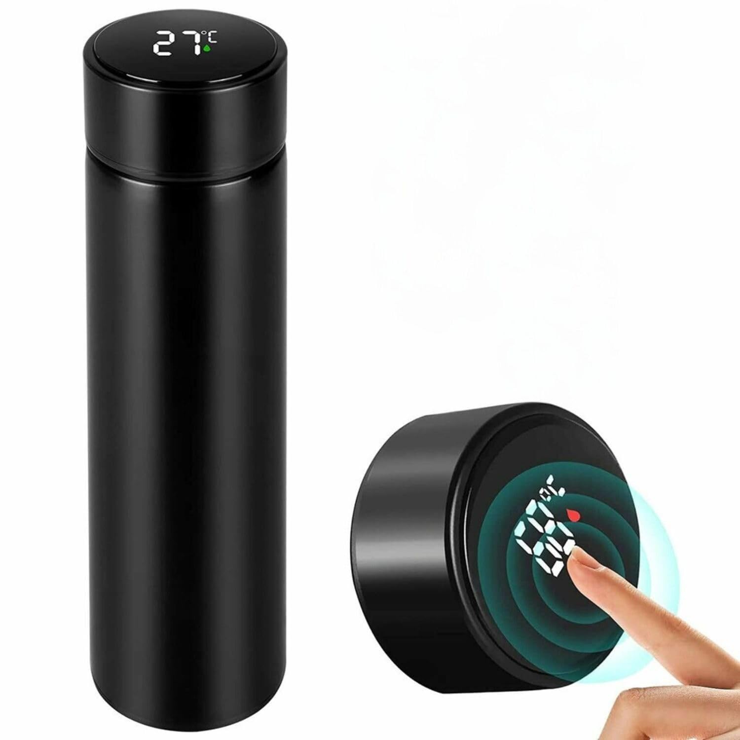 One94Store 500ml Smart LED Temperature Display Stainless Steel Vacuum Insulated Water Bottle - Double Wall Thermos for Hot & Cold Drinks, Leak Proof Travel Mug (Black) - Perfect for Gym, Hiking, Office & Outdoor Activities