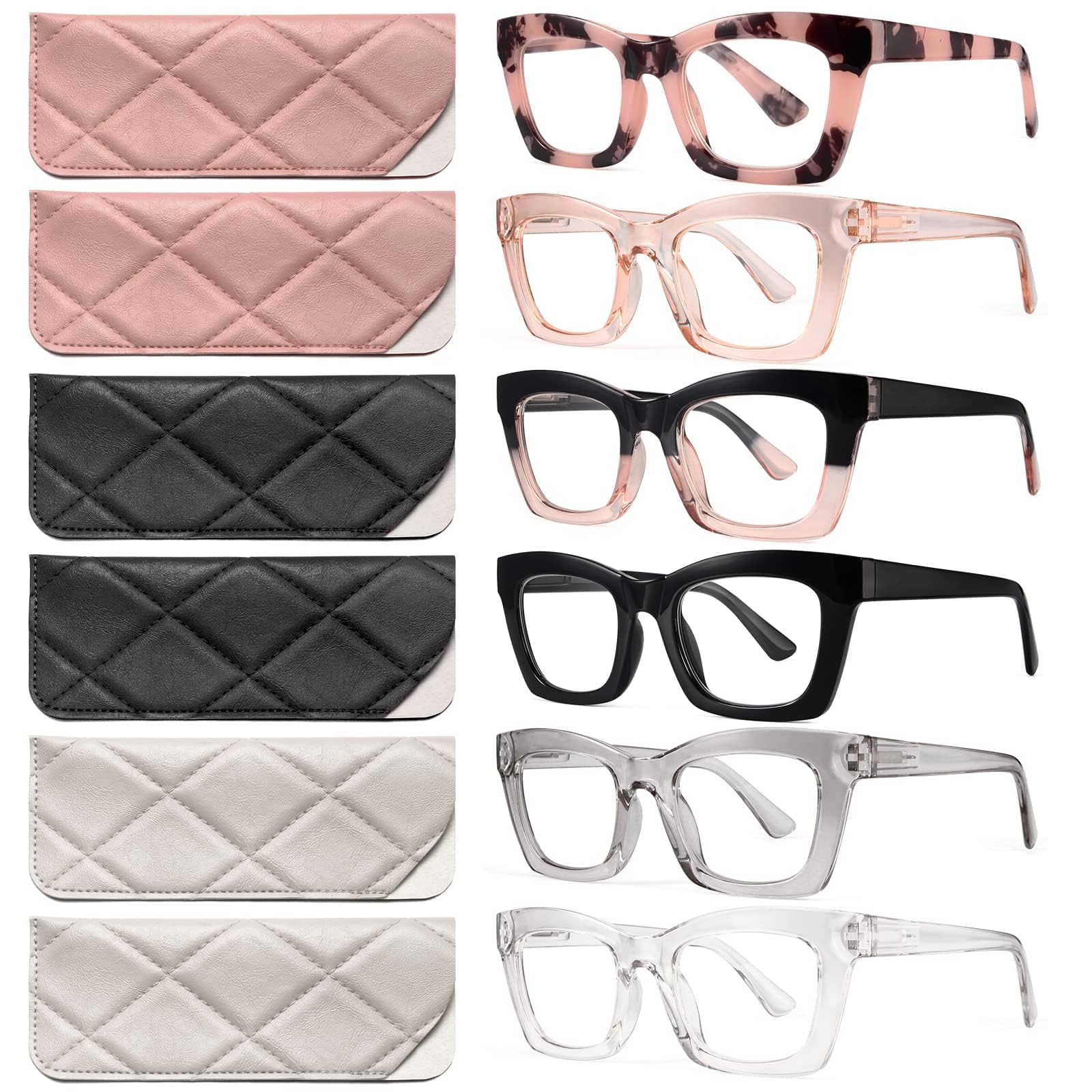 CCVOO 6 Pack Women's Reading Glasses with Blue Light Blocking - Fashionable Eyeglasses for Computer Use, Reading & Screen Time - Perfect for Office, Home & Daily Wear