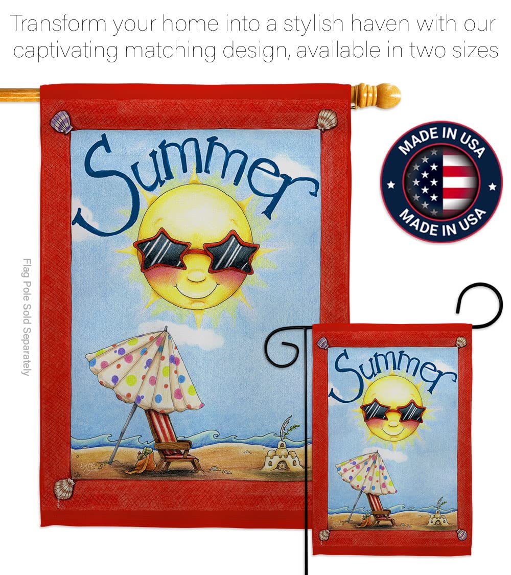 Summer Fun Vertical House Flag Set 28x40in w/Flagpole - Outdoor Decor