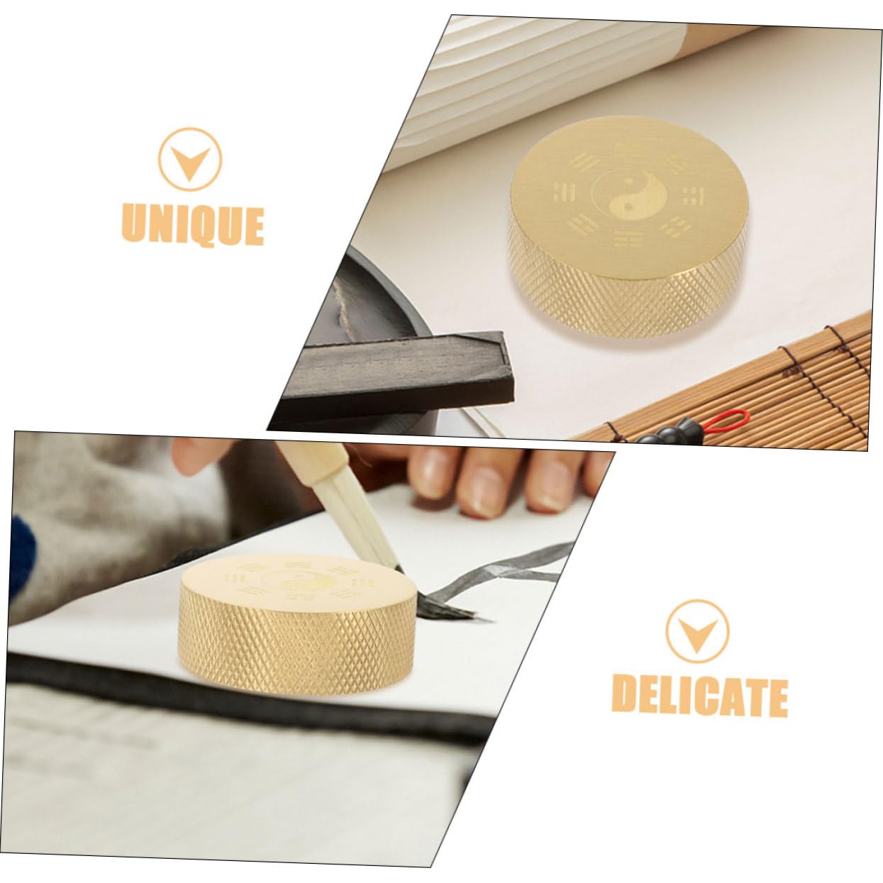 Elegant Chinese Culture Motif Round Paperweight - Premium Desk & Office Decor for Home, Office, and Gift Giving