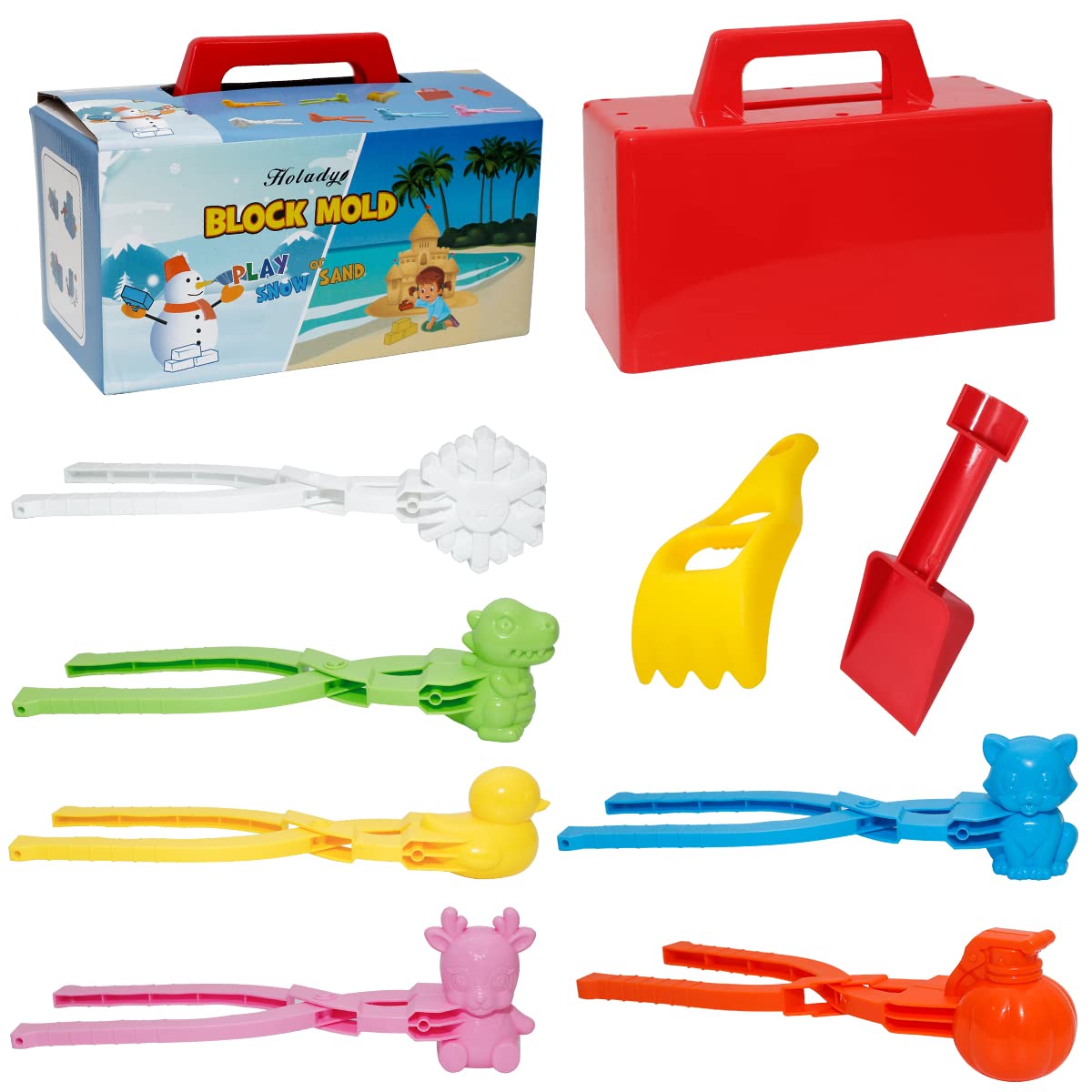 Holady Snow Fort Building Blocks & Sand Castle Mold Kit - 9-Piece Outdoor Winter & Summer Toys for Kids | Perfect for Snow Play, Beach Activities & Backyard Fun