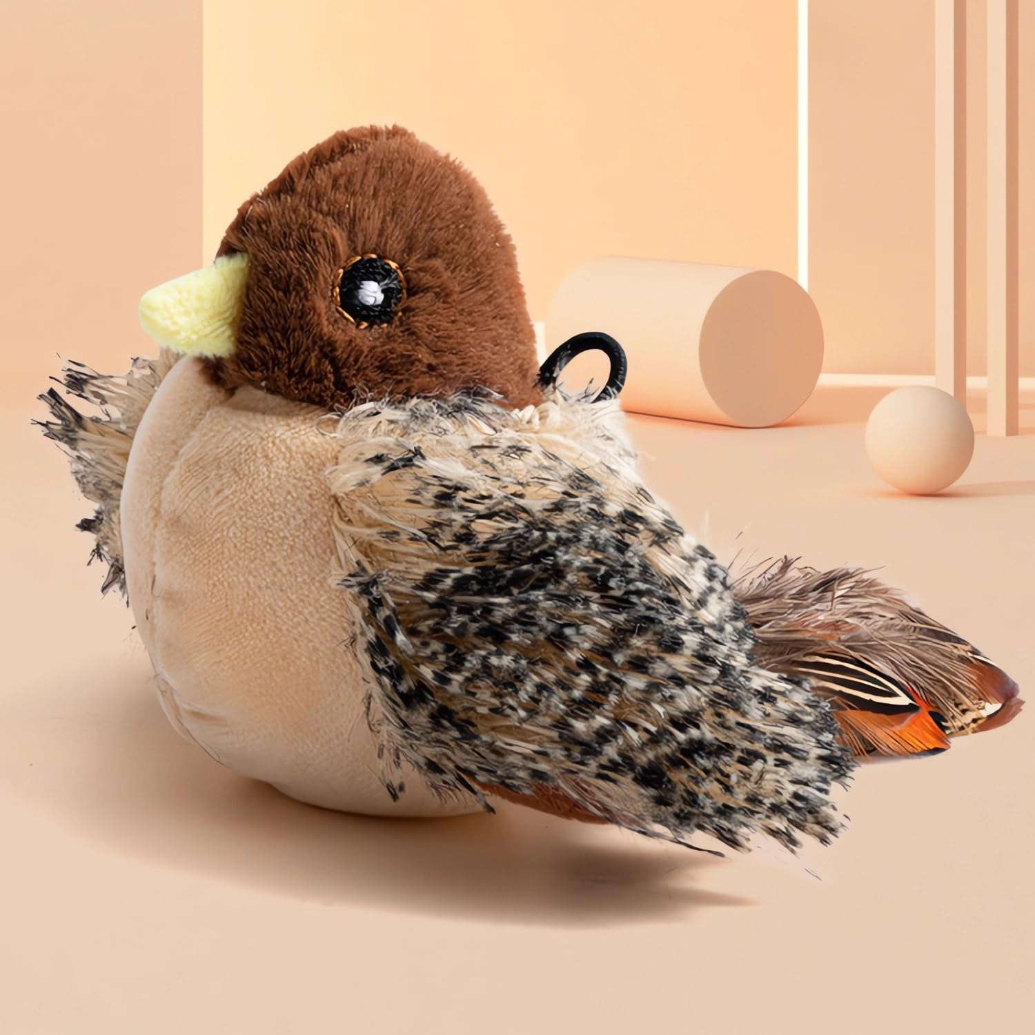 Interactive Chirping Bird Cat Toy with Flapping Wings - Automatic Motion Cat Kicker Toy for Exercise & Play - Realistic Simulated Bird Sound to Relieve Boredom - Perfect for Indoor Cats & Solo Playtime Fun