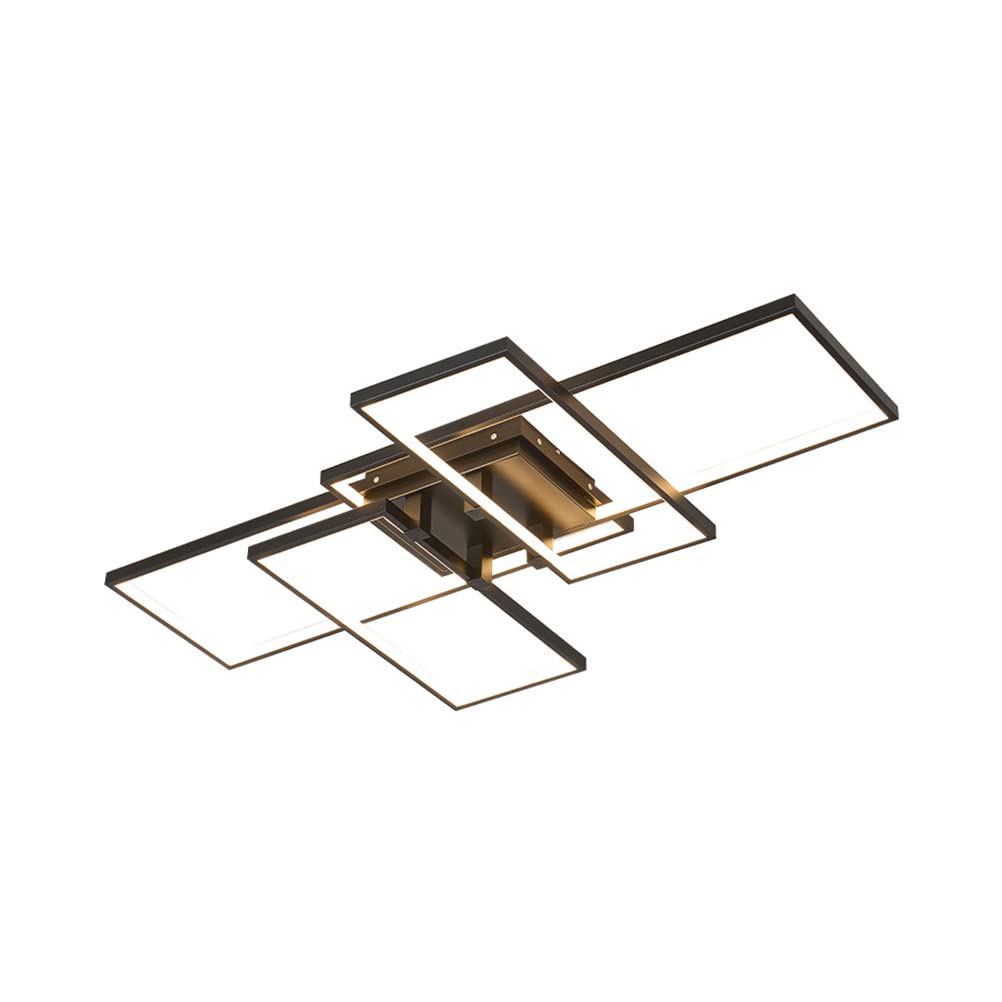 Dimmable LED Ceiling Light with Remote Control - Modern Square Acrylic Shade Hanging Lamp for Living Room, Bedroom, Kitchen & Dining Room Decor (31.5 Inch, Black) | Perfect for Ambient Lighting in Homes, Restaurants and Office Spaces