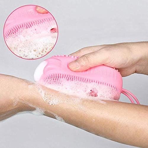 Avinya Silicone Body Scrubber & Massage Brush with Shampoo Dispenser - Exfoliating Shower Brush for Men, Women & Kids - Perfect for Spa, Bath & Skin Care Routine