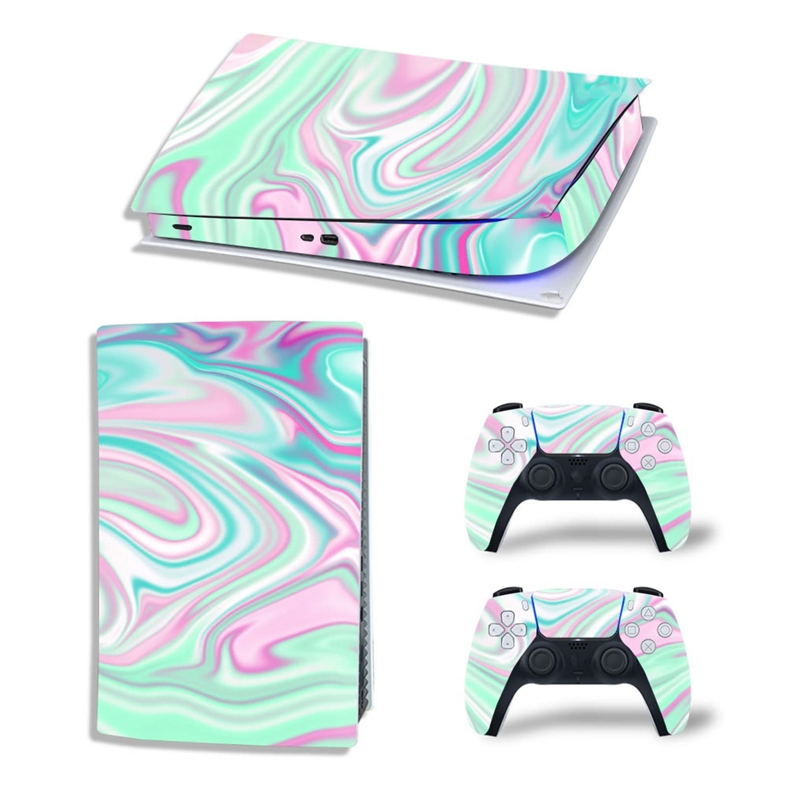 Anime Console Vinyl Skin Decal for PS5 Digital Edition - Scratch-Resistant Protective Cover for 2 Controllers, Bubble-Free Application - Perfect for Gaming Enthusiasts & Anime Fans