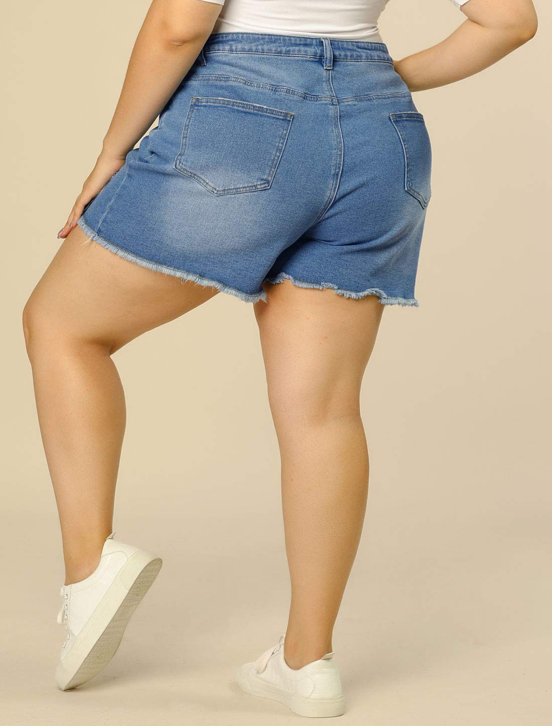 Agnes Orinda Women's High Waisted Ripped Stretchy Plus Size Denim Shorts - Summer Jean Shorts for Casual Outfits, Beach & Street Style