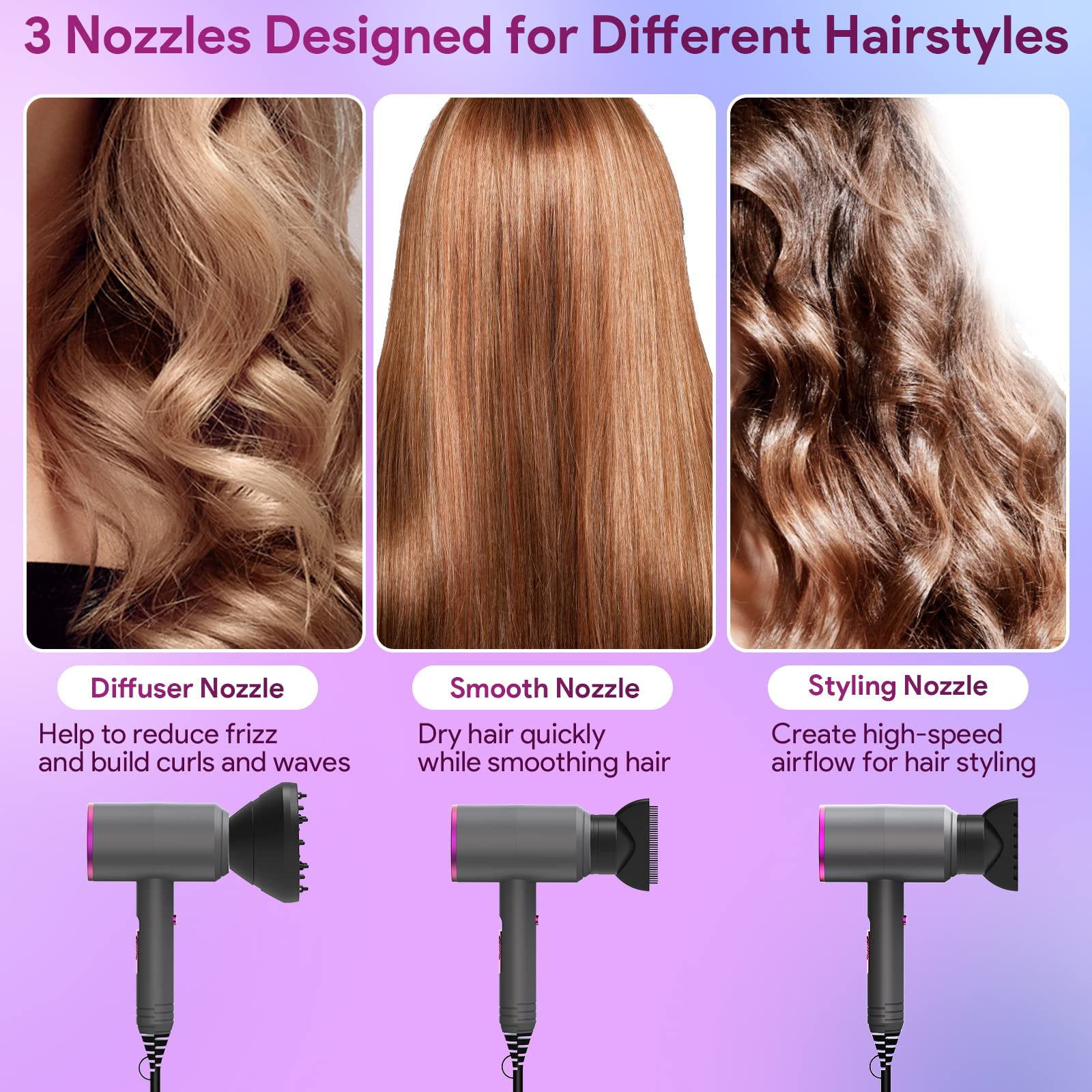 Professional 1800W Ionic Hair Dryer with Negative Ion Technology & Diffuser Comb - Fast Drying Blow Dryer for Home, Salon & Travel - Perfect for Damaged Hair Care & Styling