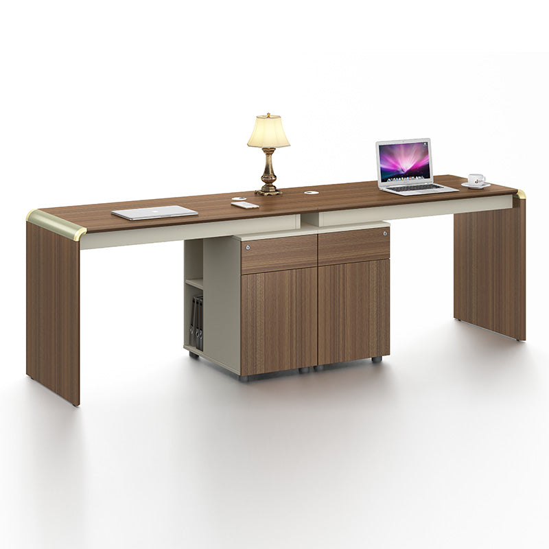 Anderson 2-Person Workstation Desk 2.4M (94.5 Inches) - Hazelnut & Beige Home Office Furniture for Small Spaces | Perfect for Remote Work, Study & Shared Workspaces