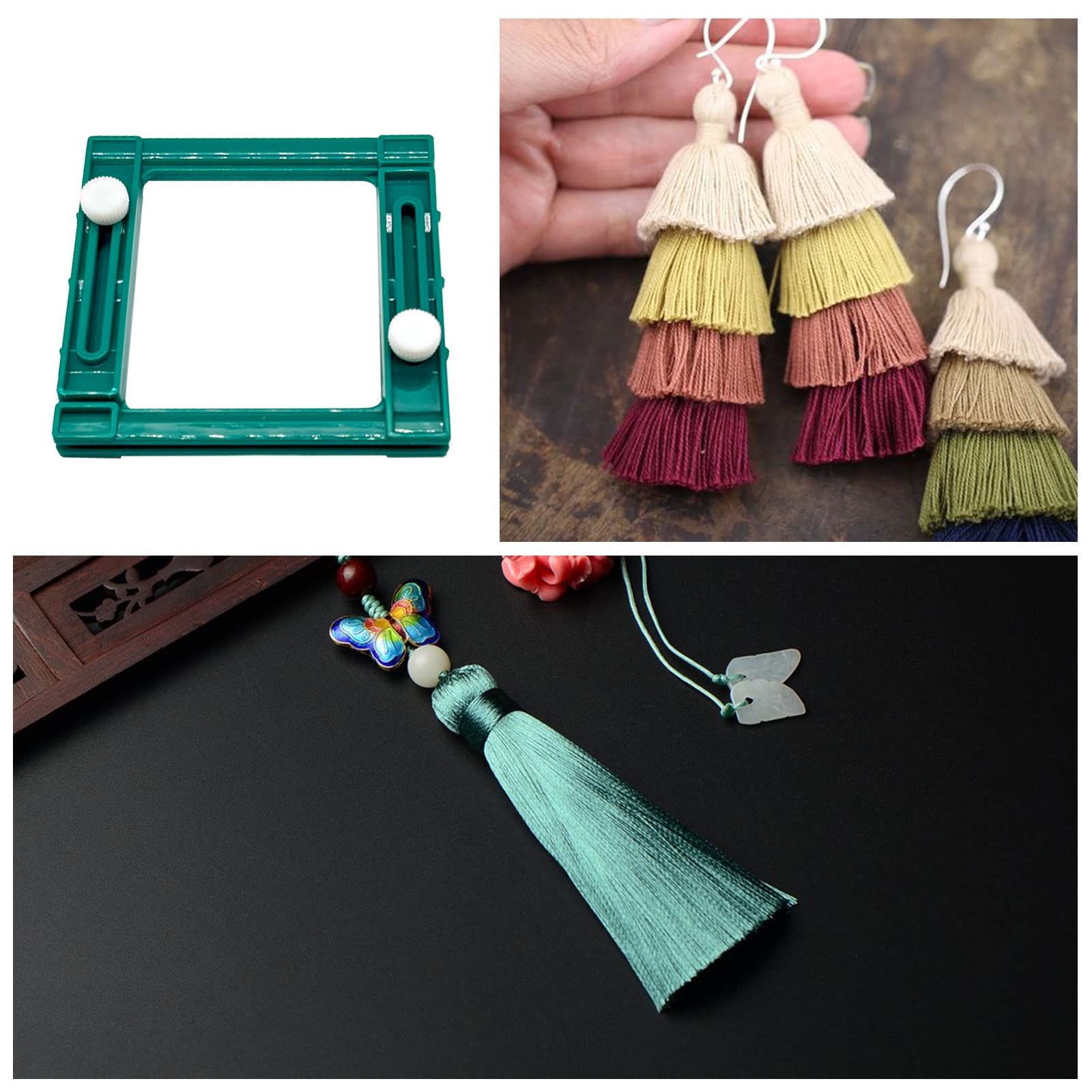 CDIYTOOL 4Pcs Green Plastic Adjustable Tassel Maker Kit - DIY Craft Tool for Kids & Adults (3.94 x 3.94 Inches) - Perfect for Jewelry Making, Keychains, Home Decor & Gift Wrapping Accessories