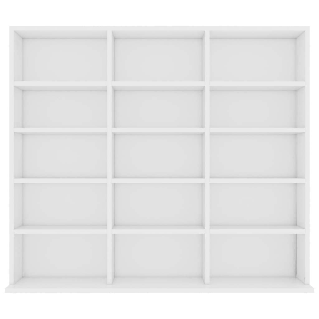 Toshilian CD/DVD Storage Shelf - 102 x 23 x 89.5 cm White Chipboard Media Cabinet for Organizing Movies, Games & Music Collections - Perfect for Living Room, Home Office or Entertainment Center