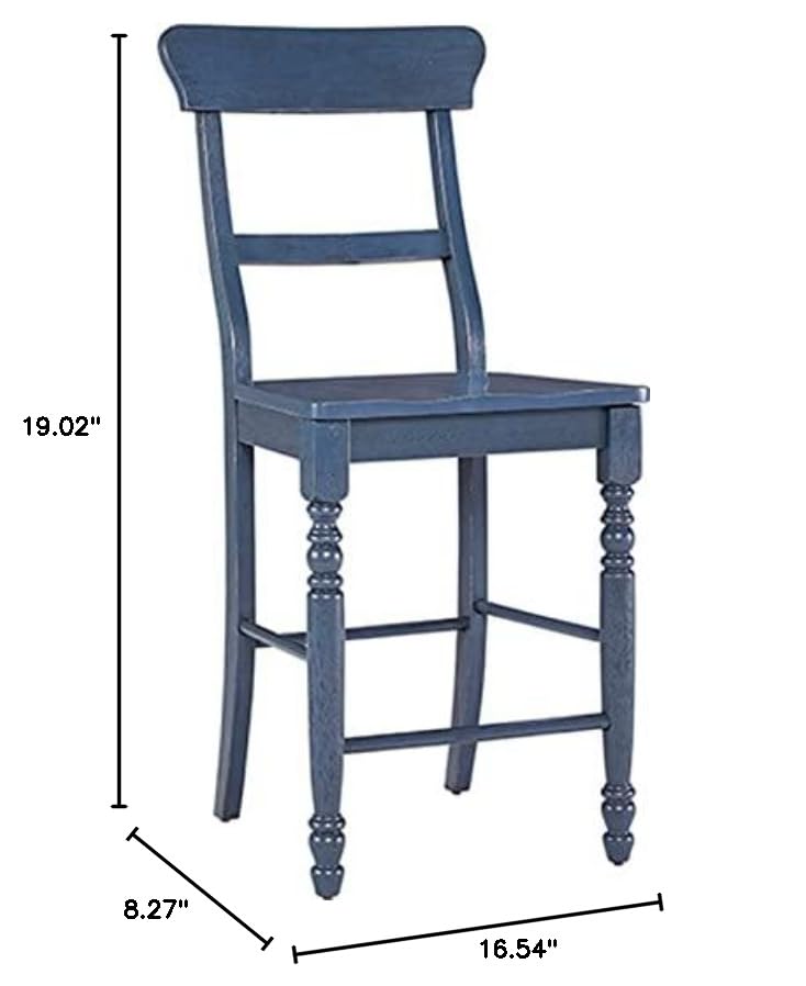 Progressive Furniture D845-62F Savannah Counter Height Bar Stools Set of 2 - Navy Blue Kitchen Island Chairs for Dining Room & Breakfast Nook