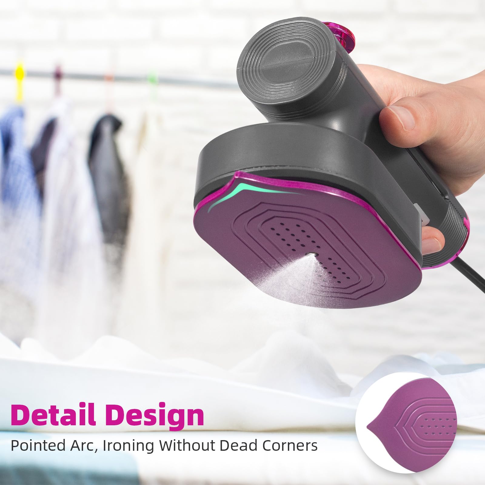 Portable Handheld Steamer for Clothes - 1000W Fast Heating Garment Steamer with Measuring Cup - Compact Travel Steamer for Wrinkles Removal - Perfect for Home, Office & Travel Use (Black)
