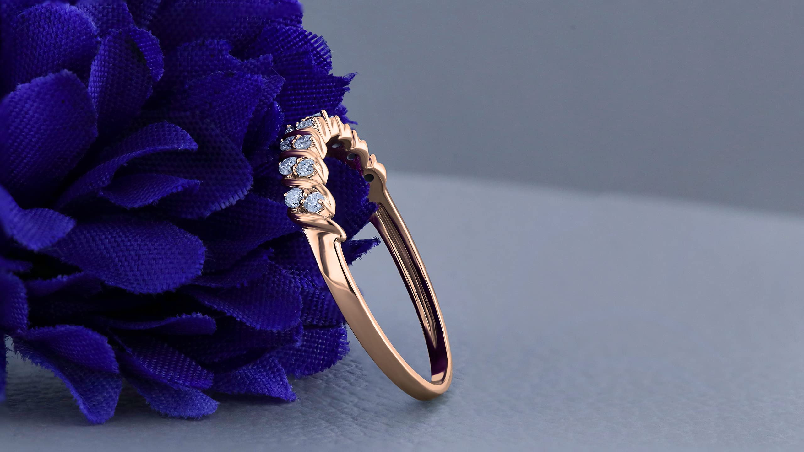 10K Gold Wave Stackable Wedding Band for Women - DazzlingRock Collection