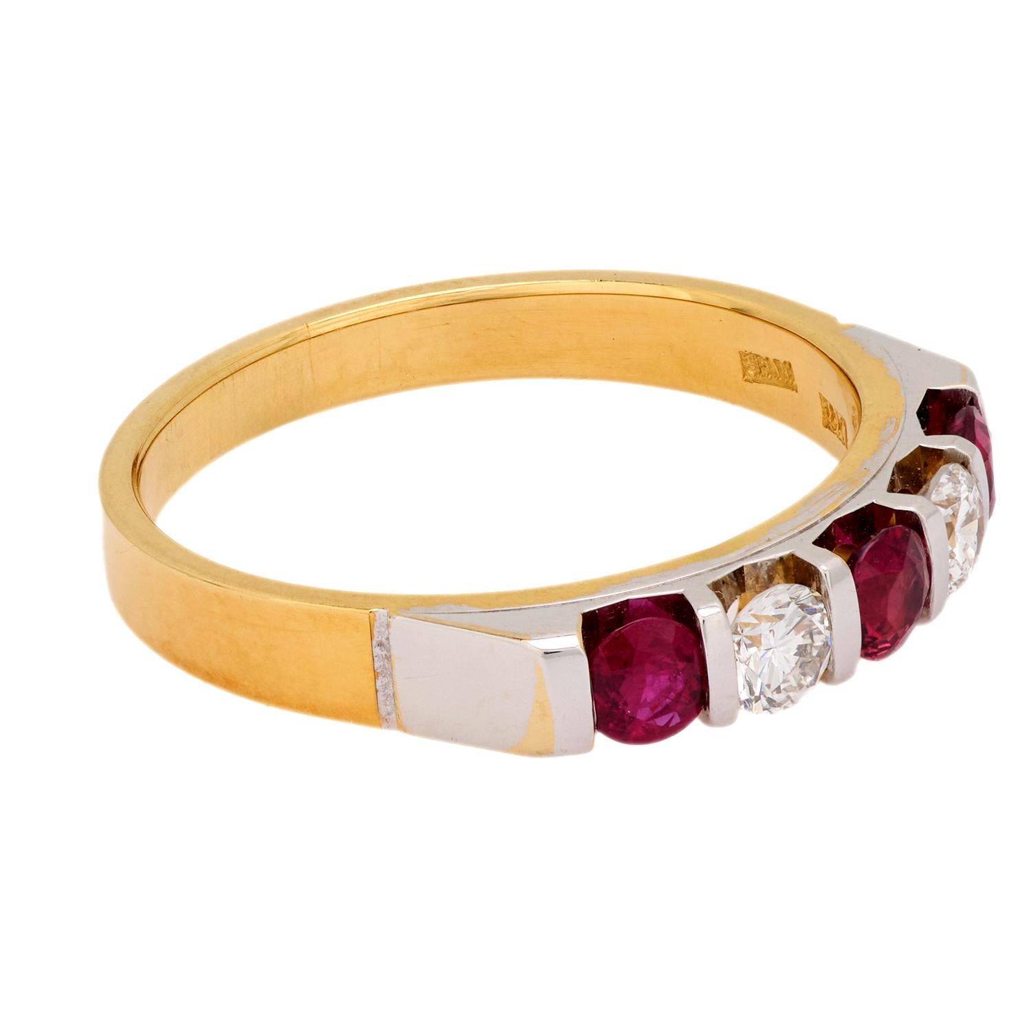 SPARK Estate 18K Gold Diamond & Ruby 5-Stone Ring for Women | Luxury Wedding, Anniversary & Engagement Jewelry Gift