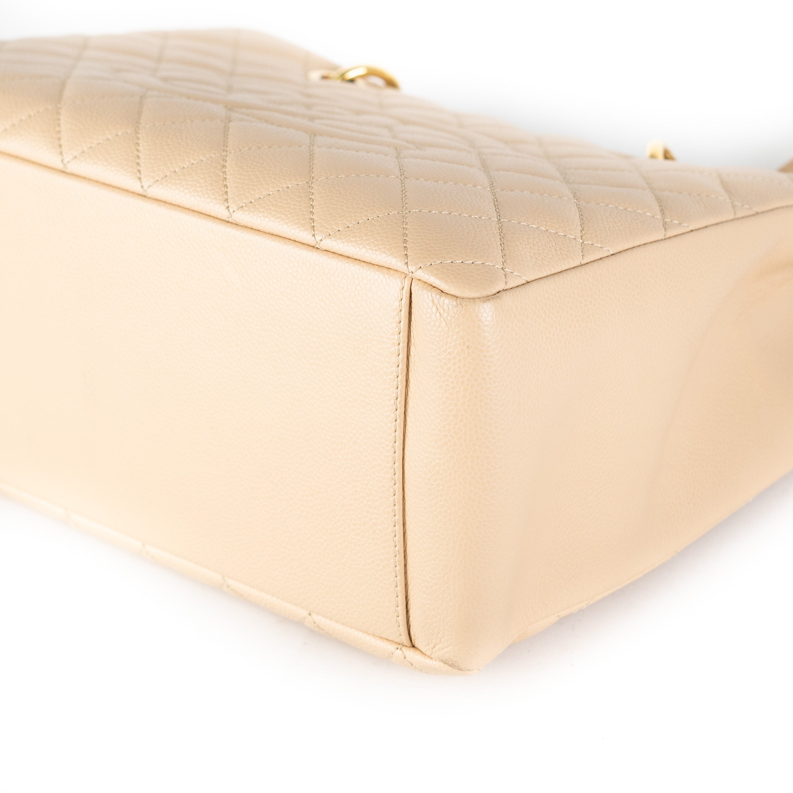 Chanel Quilted Caviar Grand Shopping Tote GST Beige Leather Handbag - Luxury Designer Tote Bag for Women - Perfect for Work, Travel & Everyday Use