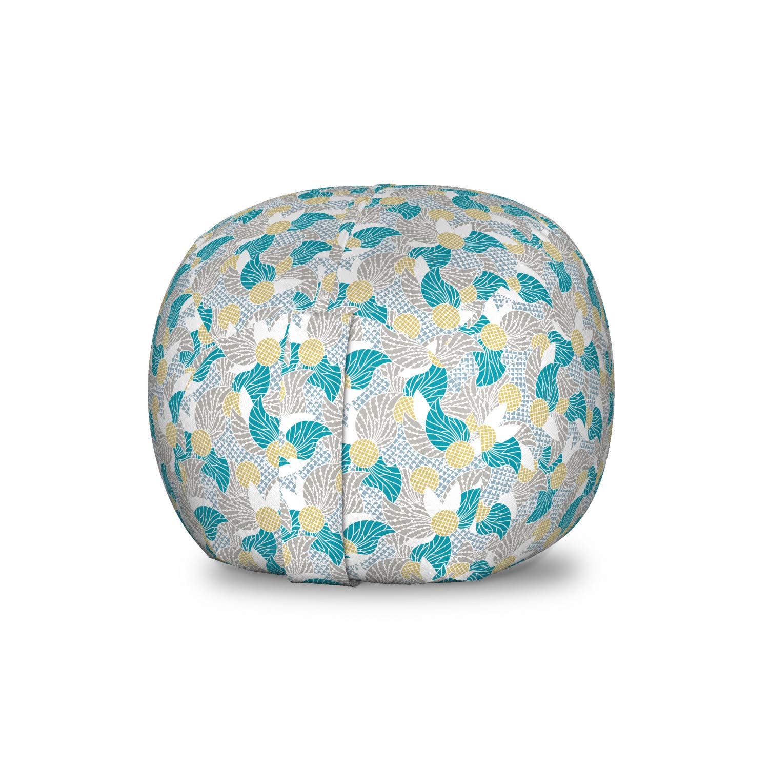 Ambesonne Floral Storage Toy Bag Chair - Abstract Flower Petals Design, Washable Stuffed Animal Organizer for Kids Room, Small Size in Teal Dusk - Perfect for Nursery, Playroom & Bedroom Organization
