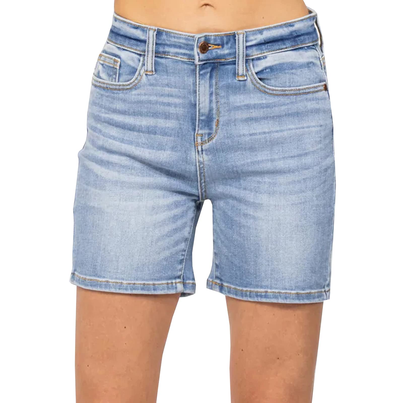 YUZIBAO Women's High Waisted Jean Shorts - Slimming Denim Shorts with Stretch, Relaxed Fit Bermuda Shorts for Summer, Casual Wear & Beach Outings