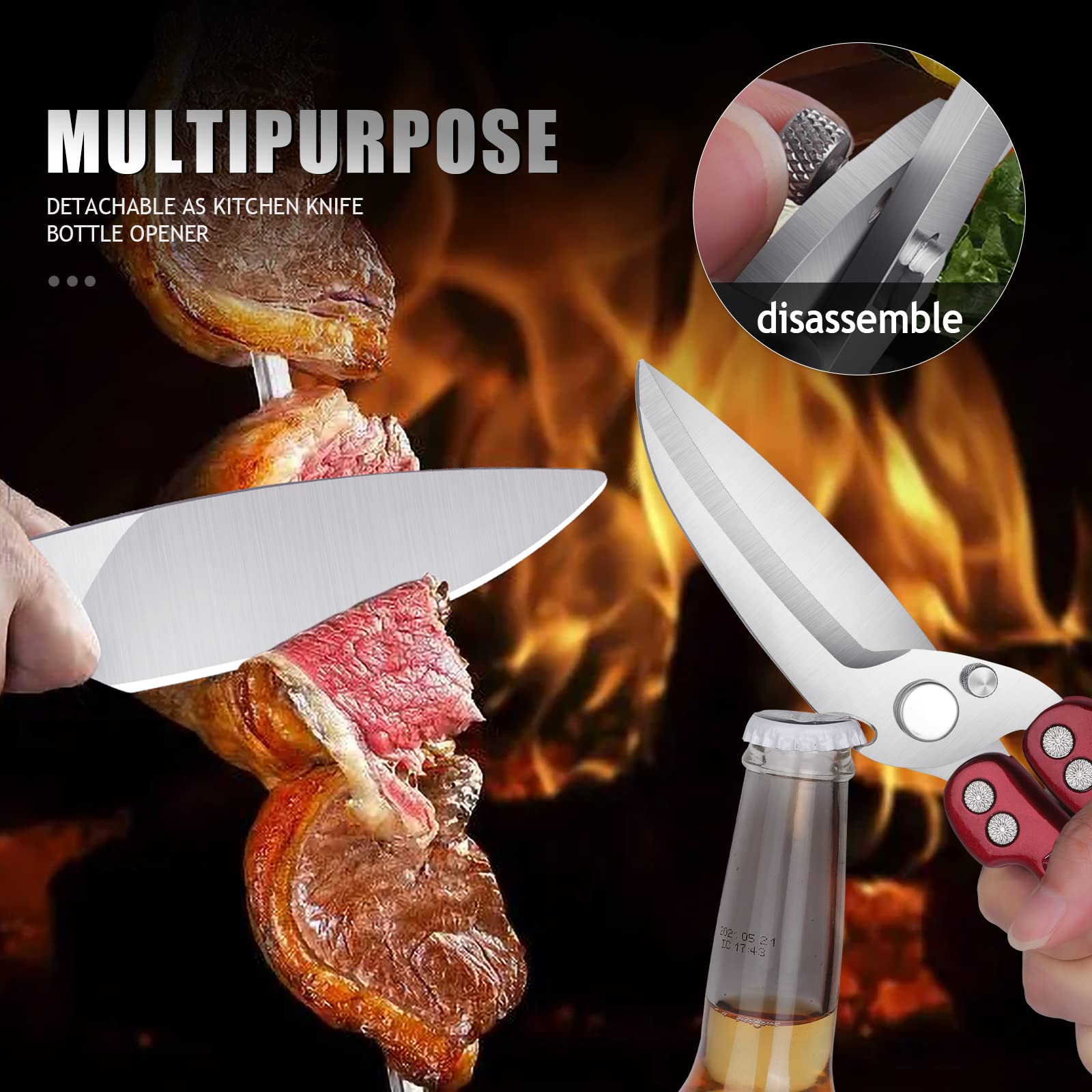 DRAGON RIOT Heavy Duty Poultry Shears - Stainless Steel Kitchen Scissors for Chicken & Meat Cutting - Dishwasher Safe, Perfect for Thanksgiving Prep & Everyday Cooking