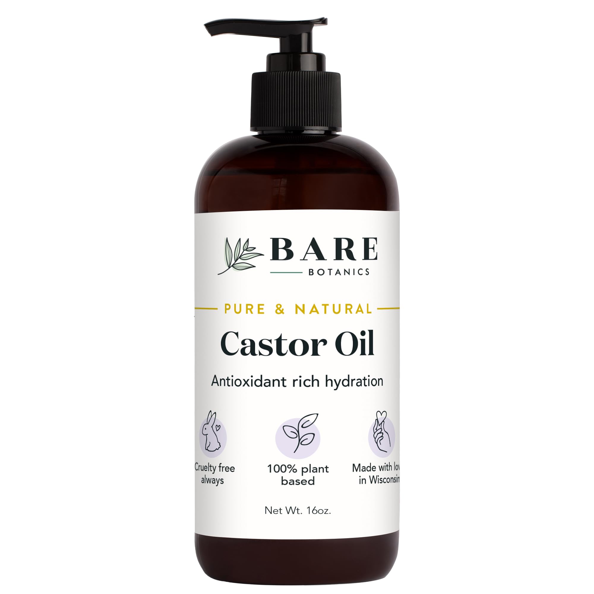 Bare Botanics Organic Castor Oil for Hair Growth & Body Moisturizer + Lavender Tea Tree Salt Scrub Exfoliator - Natural Skincare Set for Dry Scalp, Split Ends & Relaxing Bath Time