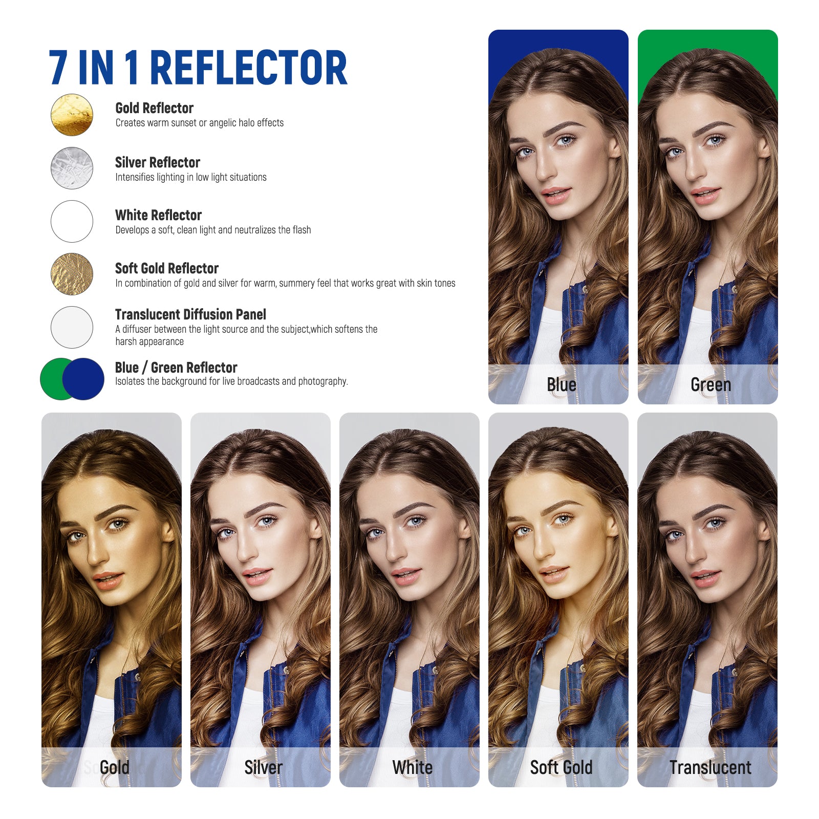Professional NEEWER 7-in-1 Pop Up Photography Reflector Kit - 43
