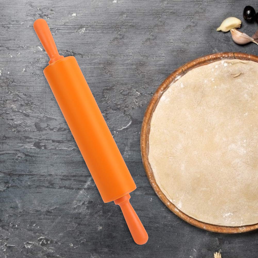 11.8 Inch Non-Stick Silicone Rolling Pin for Baking - Perfect for Homemade Bread, Cookies, Cakes & Pastries (Orange) | Ideal for DIY Kitchen, Holiday Baking & Gift Giving