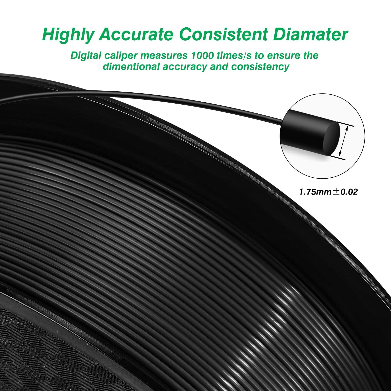 Kingroon Premium PLA 3D Printer Filament 1.75mm - 10 Rolls (10kg/22lbs) with High Precision +/-0.02mm - Black for 3D Printing, DIY Projects & Prototyping - Perfect for Home, Office & Maker Space Use