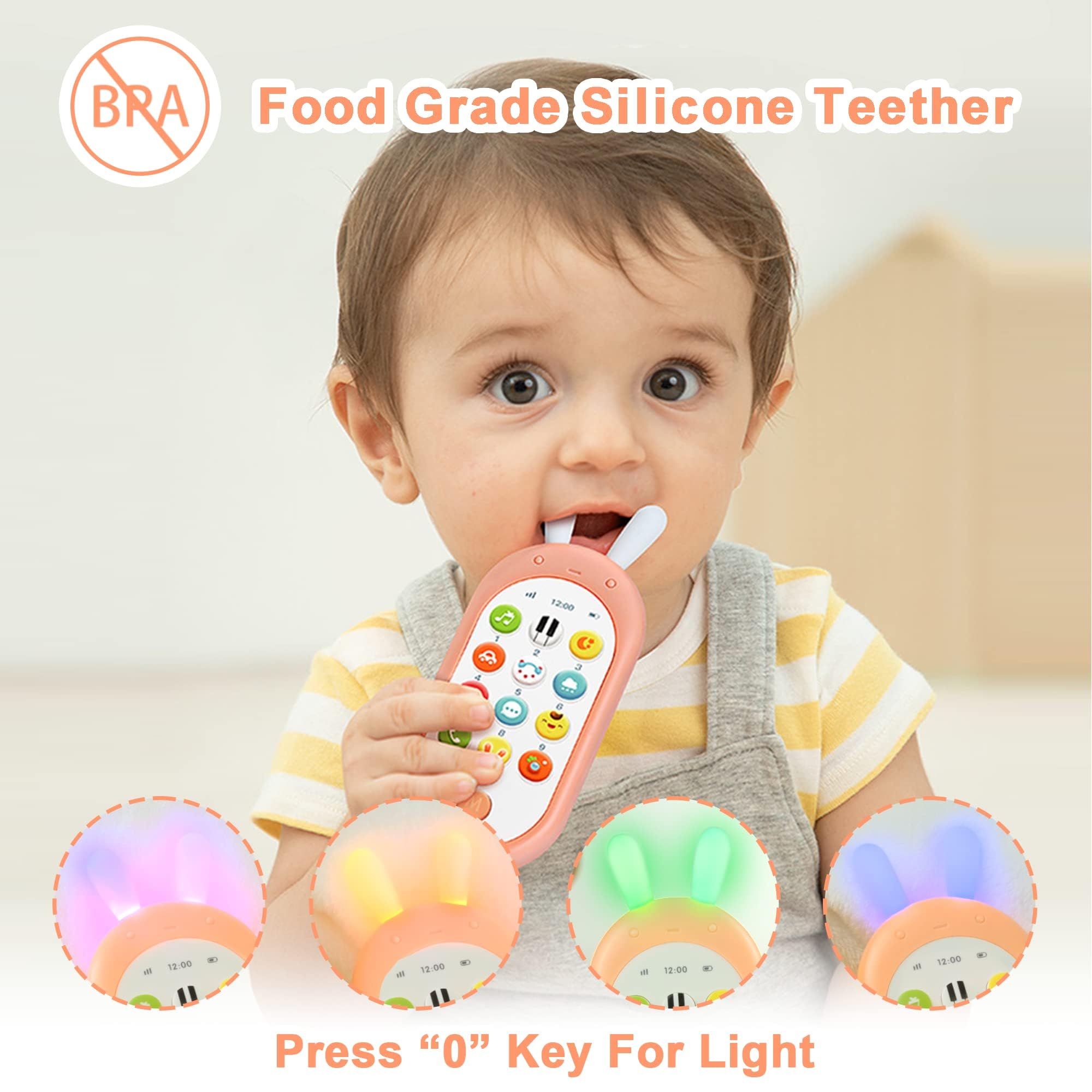 Richgv Baby Sensory Learning Toy - 12-in-1 Interactive Cell Phone with Lights & Sounds, Teething Toy for Infants 6-12 Months | Perfect 1st Birthday Gift for Girls | Early Learning & Soothing Playtime Essential