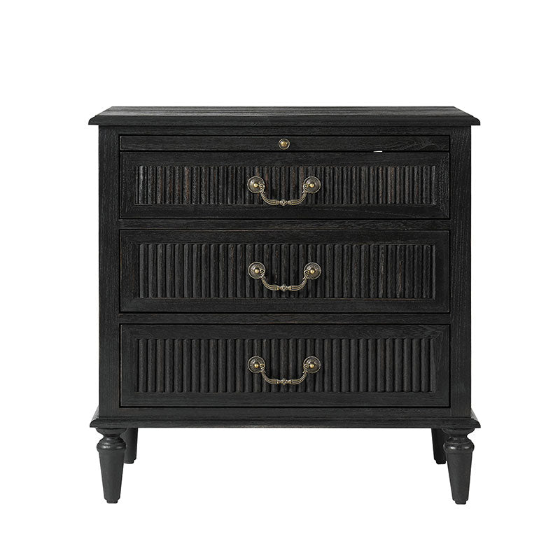 Farmhouse Solid Wood Nightstand with Fluted Drawer - Rustic Bedside Table with Optional Storage Drawer - Perfect for Bedroom, Guest Room, or Cabin Decor