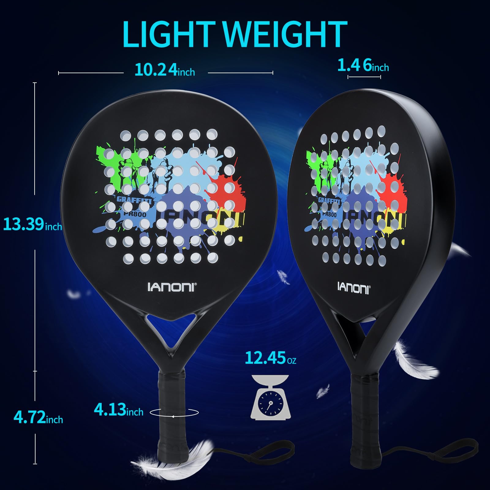 Carbon Fiber Padel Racket with EVA Memory Flex Foam Core - Lightweight Tennis Racquet for Professional & Recreational Players - Perfect for Court Matches & Training Sessions